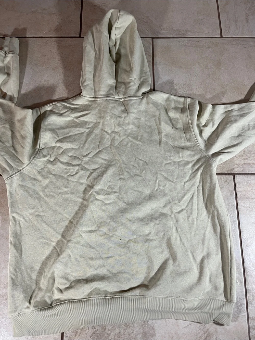 The North Face Men's Crewneck Hoodie in Light Olive with White Logo